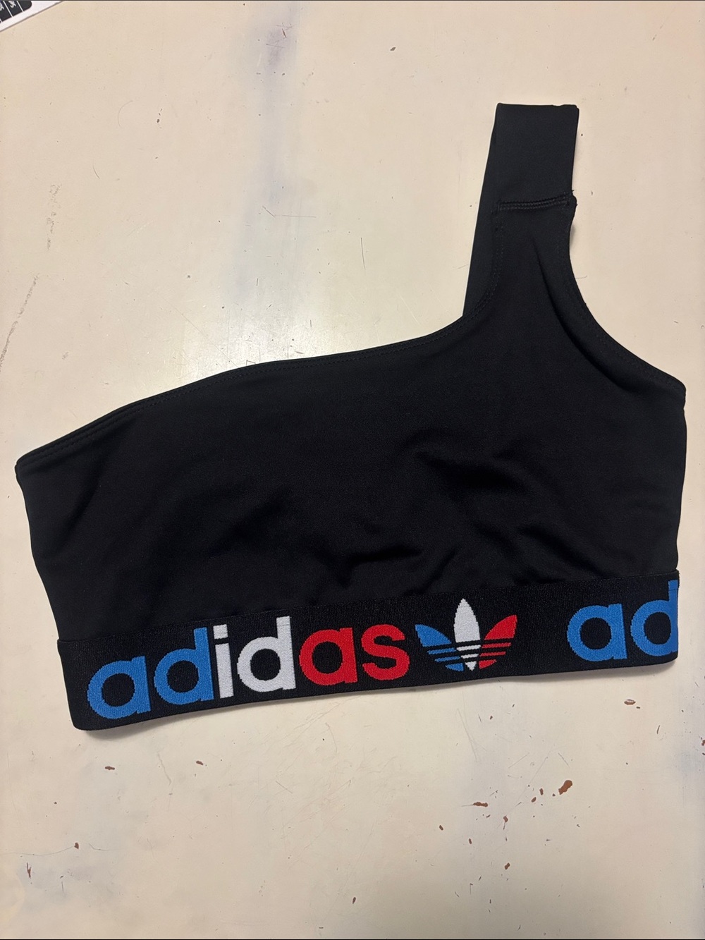 adidas XS Black Asymmetric One-Shoulder Sports Bra NWT
